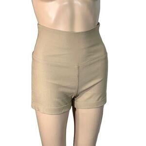 Top 10 Womens Shorts High Waist Stretch Fitted Summer Stretch Tan Beige Small